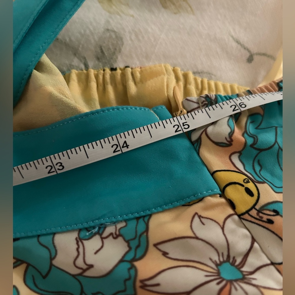 NWOT Banned Apparel Bees 🐝 US 18 poly turquoise peach sun dress - Picture 14 of 15